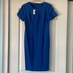 Talbots Royal Blue Short-Sleeve Sheath Midi Dress
